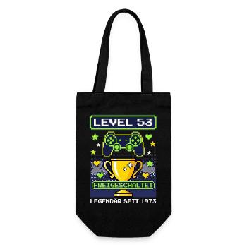 1973 Level 53 Unlocked Gamer Birthday Vintage - Gift Bag for Bottles - black - Front