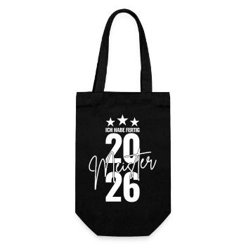 Meister 2026 Ich habe fertig - Geschenkbeutel für Flaschen - Schwarz - Vorne