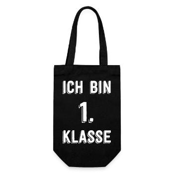 Ich bin 1. Klasse – Retro Schrift - Geschenkbeutel für Flaschen - Schwarz - Vorne