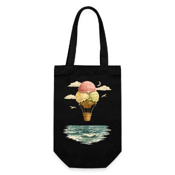 Surreales Eisballon Motiv – Vintage Fantasie - Geschenkbeutel für Flaschen - Schwarz - Vorne