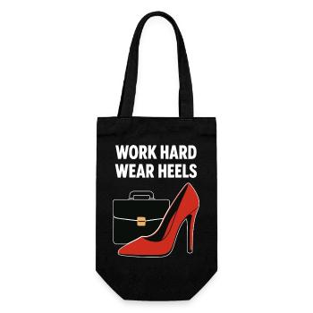 Business Babe: Work Hard Wear Heels - Gift Bag for Bottles - black - Front