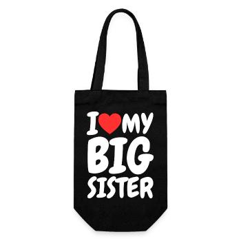 Ich liebe meine große Schwester Herzfamilie Lustig - Geschenkbeutel für Flaschen - Schwarz - Vorne