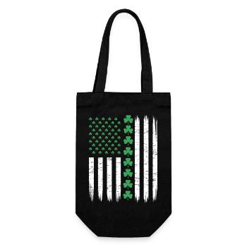 US American Flag with Shamrocks for St Patricks - Gift Bag for Bottles - black - Front