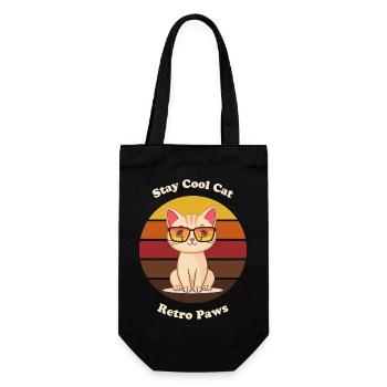 Retro Cool Cat - Gift Bag for Bottles - black - Front