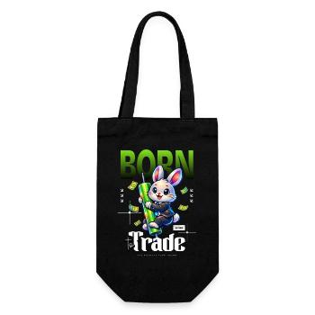 Geboren zum Handel Hase Trading - Geschenkbeutel für Flaschen - Schwarz - Vorne
