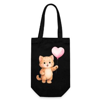 Herzballon Katze - Geschenkbeutel für Flaschen - Schwarz - Vorne