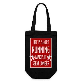Life Is Short Running Makes It Seem Longer Lustig  - Geschenkbeutel für Flaschen - Schwarz - Vorne