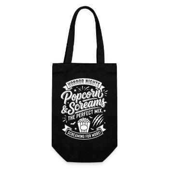 Popcorn & Screams – Perfect Mix - Geschenkbeutel für Flaschen - Schwarz - Vorne