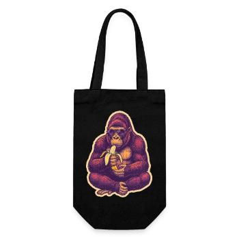 Gorilla Mit Sonnenbrille Isst Banane - Geschenkbeutel für Flaschen - Schwarz - Vorne