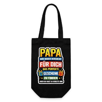 Papa Wir Haben Das Perfekte Geschenk - Geschenkbeutel für Flaschen - Schwarz - Vorne