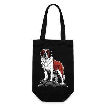 Saint Bernard Dog on Rock Portrait Rescuer - Gift Bag for Bottles - black - Front