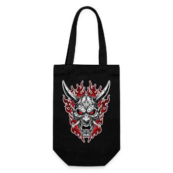 Oni Mask Hell Portrait Red Black - Gift Bag for Bottles - black - Front