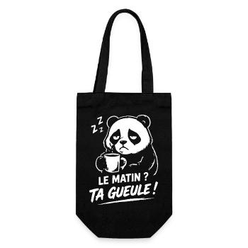 Le matin ? ta gueule ! panda humour café fatigué - Sac à bouteille - noir - Devant