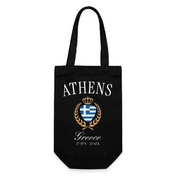 Athen Griechenland Wappen Krone – Reise Souvenir - Geschenkbeutel für Flaschen - Schwarz - Vorne