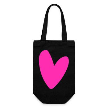 Kraftvolles Pinkes Herzmotiv neon retro style - Geschenkbeutel für Flaschen - Schwarz - Vorne