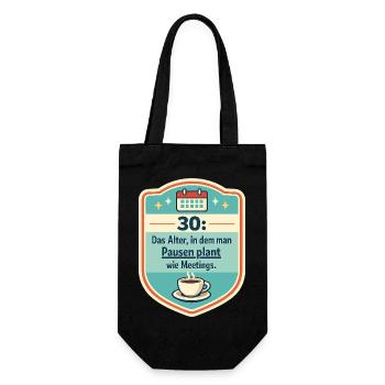 30: Pausenplan wie Meetings Badge - Geschenkbeutel für Flaschen - Schwarz - Vorne