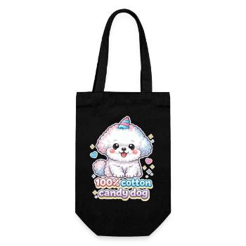 Chien à barbe à papa - mignon Bichon Frisé design - Sac à bouteille - noir - Devant