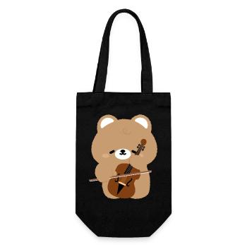 Bear Cello Charm - Gift Bag for Bottles - black - Front