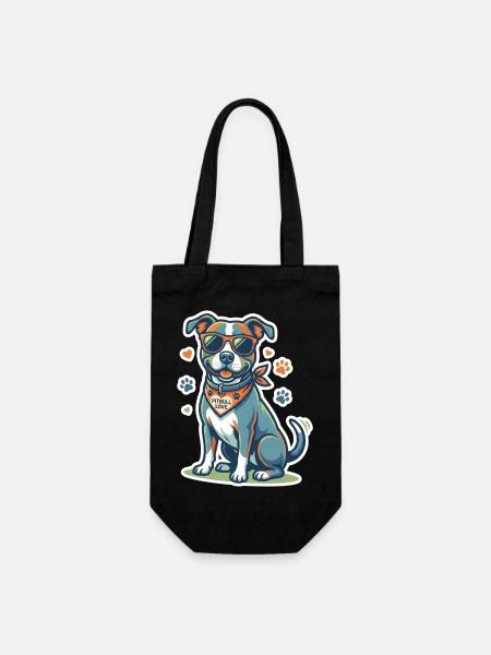 Cool Pitbull in Sunglasses - Cute Pitbull Love Dog - Gift Bag for Bottles - black