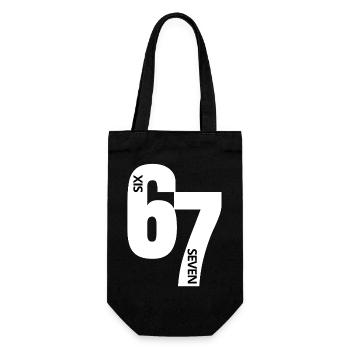 Six Seven - 6 7 - Sixty Seven - Meme - Geschenkbeutel für Flaschen - Schwarz - Vorne