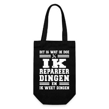 Dit is wat ik doe – Ik repareer dingen en ik weet  - Geschenkbeutel für Flaschen - Schwarz - Vorne