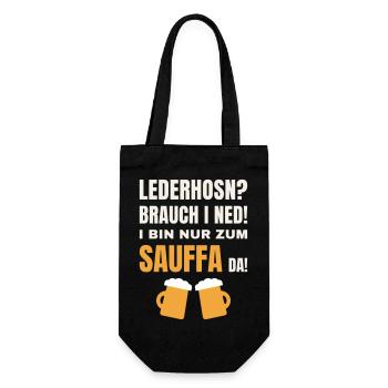 Lederhosn brauch i ned - Sauffa Volksfest Spruch - Geschenkbeutel für Flaschen - Schwarz - Vorne