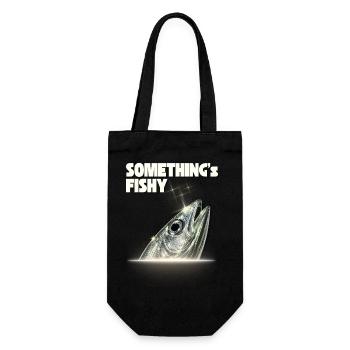Cosmic Fish Glänzendes Fisch Kunst Design Geschenk - Geschenkbeutel für Flaschen - Schwarz - Vorne