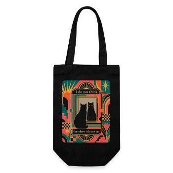 Funny Retro Art Deco Black Cat Philosophy - Gift Bag for Bottles - black - Front