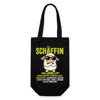 Schäffin - Lustiges Schaf Design für Chefinnen - Geschenkbeutel für Flaschen - Schwarz - Vorne