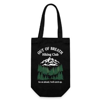 Außer Atem: Wanderclub - Geschenkbeutel für Flaschen - Schwarz - Vorne