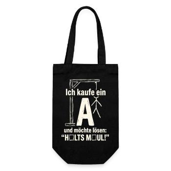 Galgenmännchen: Ich kaufe ein A - Halts Maul - Geschenkbeutel für Flaschen - Schwarz - Vorne