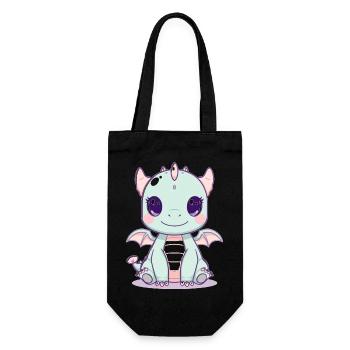 Mint dragon with wings - Gift Bag for Bottles - black - Front