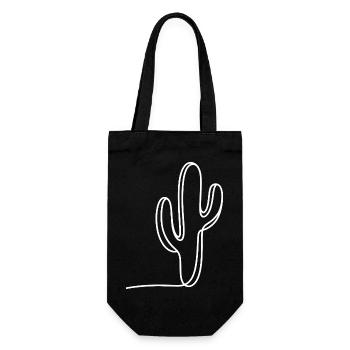 Cactus Line Drawing Design - Gift Bag for Bottles - black - Front