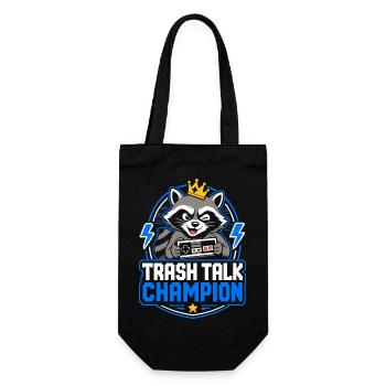 Trash Talk Champion – Gamer-Waschbär mit Krone - Geschenkbeutel für Flaschen - Schwarz - Vorne