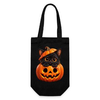 Kätzchen im Jack-o'-Lantern - Geschenkbeutel für Flaschen - Schwarz - Vorne