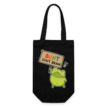 Bunter Demo-Frosch - Geschenkbeutel für Flaschen - Schwarz - Vorne