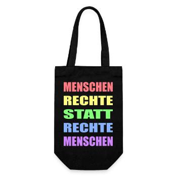 Menschenrechte statt rechte Menschen Links Antifa - Geschenkbeutel für Flaschen - Schwarz - Vorne