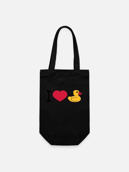 love i love heart squeaky duck rubber duck bath duck - Gift Bag for Bottles - black
