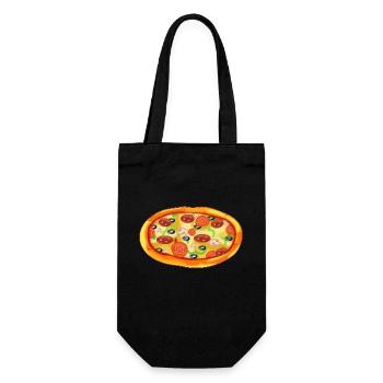 Pizza - Geschenkbeutel für Flaschen - Schwarz - Vorne