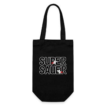 Super sauer Laune lustig Spruch Freunde - Geschenkbeutel für Flaschen - Schwarz - Vorne