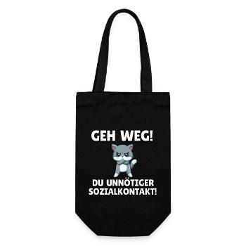 Geh weg du unnötiger Sozialkontakt - Geschenkbeutel für Flaschen - Schwarz - Vorne