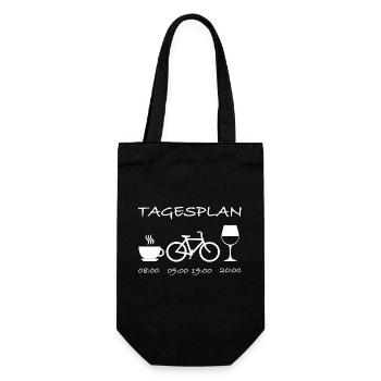 Tagesplan Kaffee Fahrrad Wein - Geschenkbeutel für Flaschen - Schwarz - Vorne