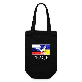 PEACE Russland Ukraine Friedenstaube - Geschenkbeutel für Flaschen - Schwarz - Vorne