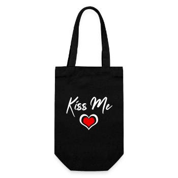Kiss Me Herzchen - Geschenkbeutel für Flaschen - Schwarz - Vorne