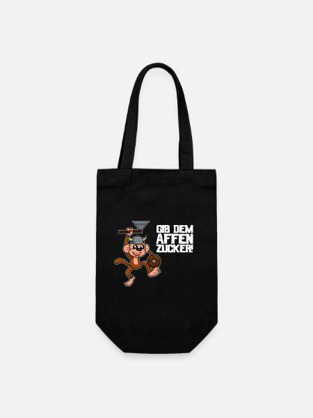 Gib dem Affen Zucker Spruch - Geschenkbeutel für Flaschen - Schwarz