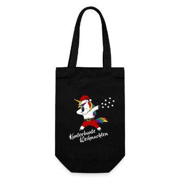 kunterbunte Weihnachten Einhorn dabing Geschenk - Geschenkbeutel für Flaschen - Schwarz - Vorne