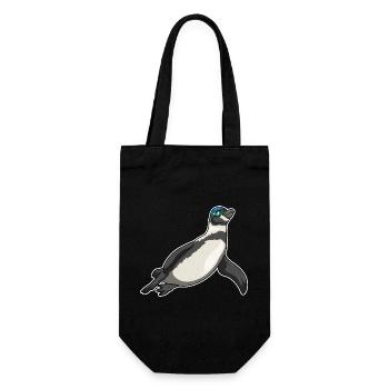 Pinguin Schwimmen Schwimmbrille Sommer - Geschenkbeutel für Flaschen - Schwarz - Vorne
