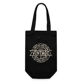 2011 Geboren Geburtstag Geburtsjahr Vintage - Geschenkbeutel für Flaschen - Schwarz - Vorne