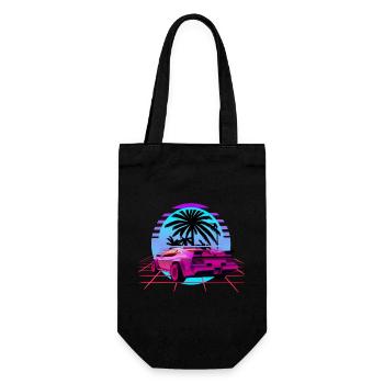 Retro Wave Sport Auto Vaporwave Sunset - Geschenkbeutel für Flaschen - Schwarz - Vorne