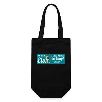 Ich will Eis und keine Werbung! Keine Werbung! - Geschenkbeutel für Flaschen - Schwarz - Vorne